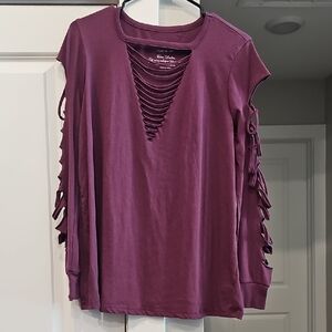 Torrid Purple Long Sleeve Cut-Out Shirt